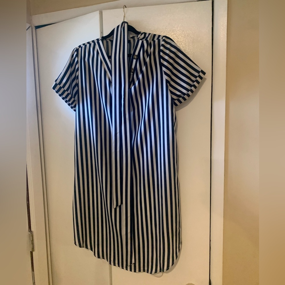 Women’s Navy and White Striped Dress